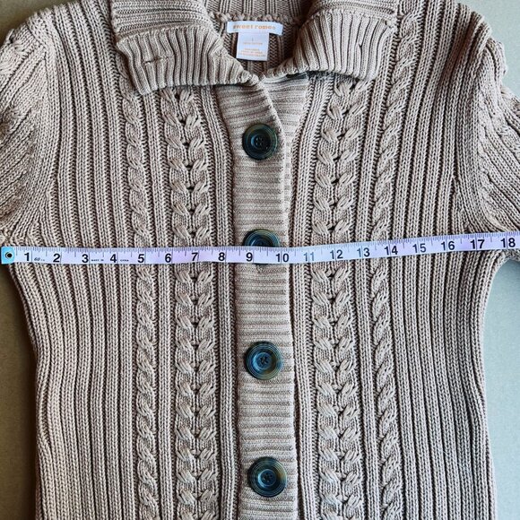 Sweet Romeo Cotton Cable Knit Cardigan Sweater | Classic Cozy Neutral - Picture 6 of 6